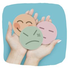 customer feedback with upset reaction face