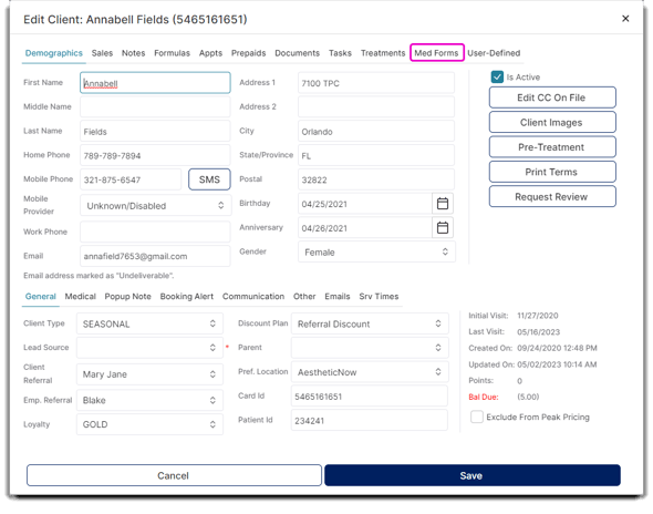 client record med forms