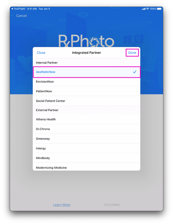 rxphoto AN integration dropdown