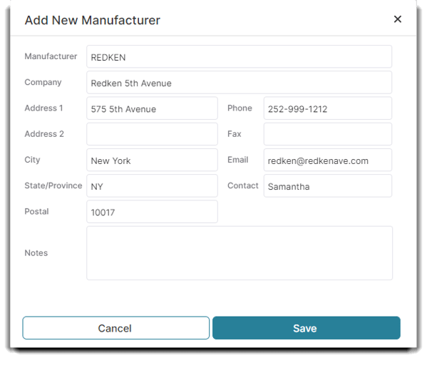 add manufacturer