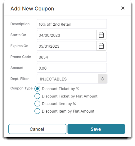 add new coupon