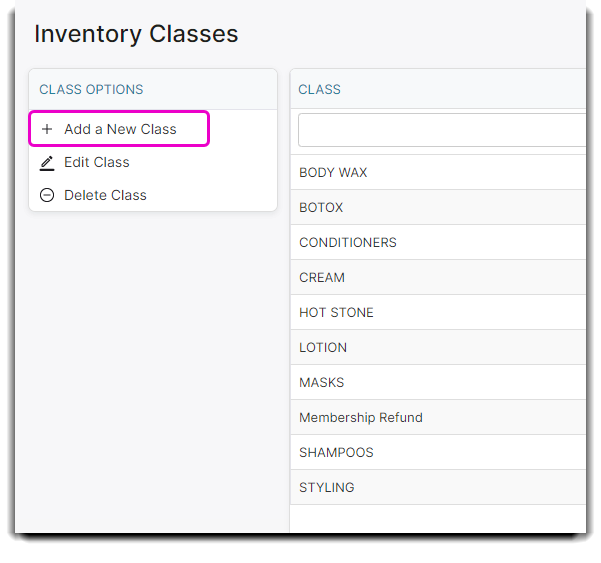 add new inventory class