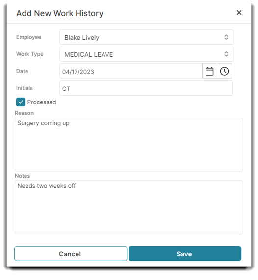 add new work history ex
