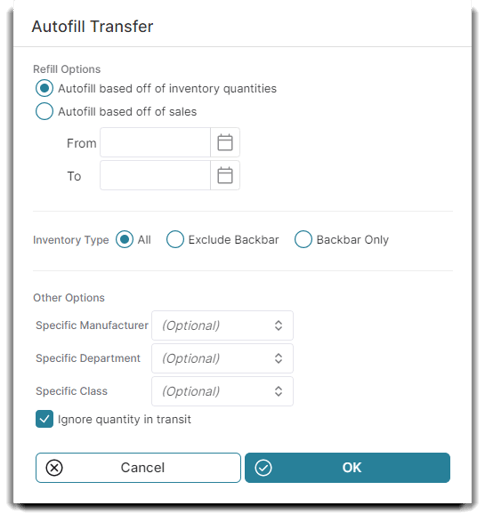 autofill transfer