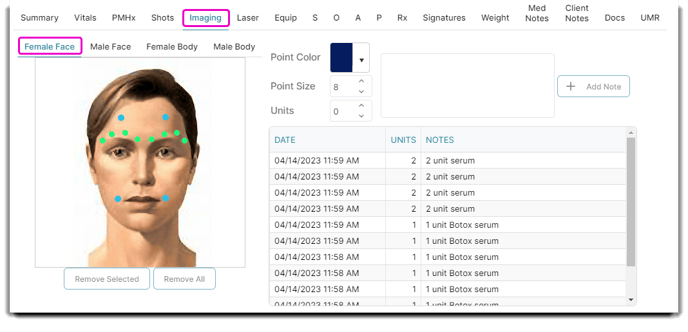 client imaging tab