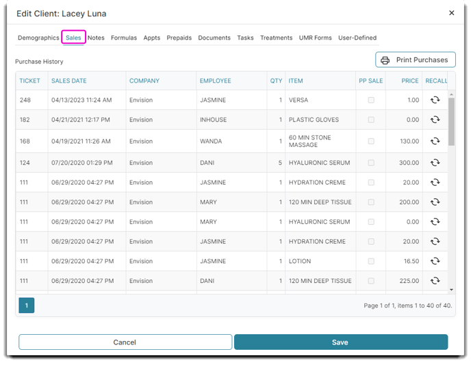 client sales tab