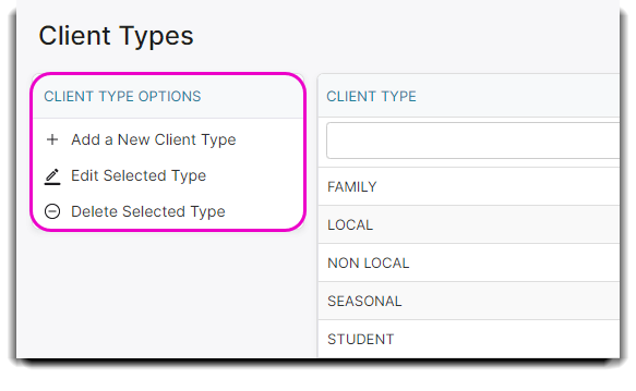 client type list