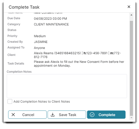complete task