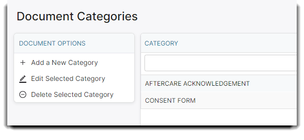 document category list