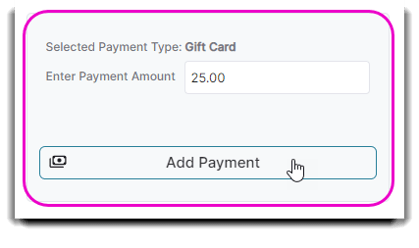 gift card add to ticket