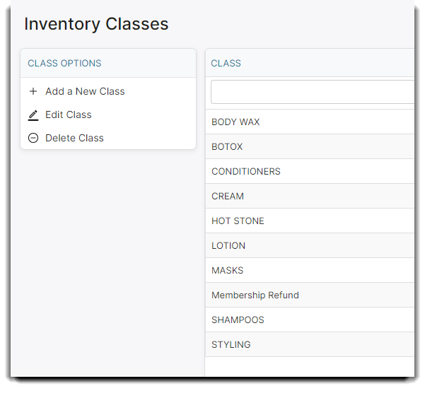 inventory classes list