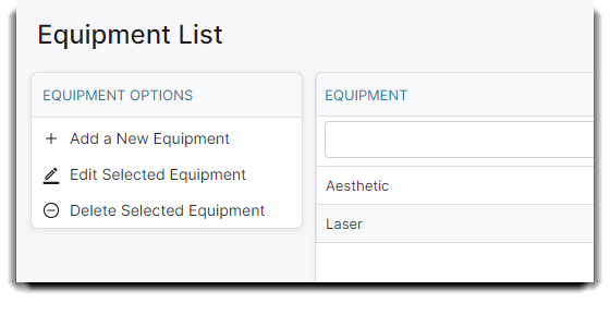 laser equipment list