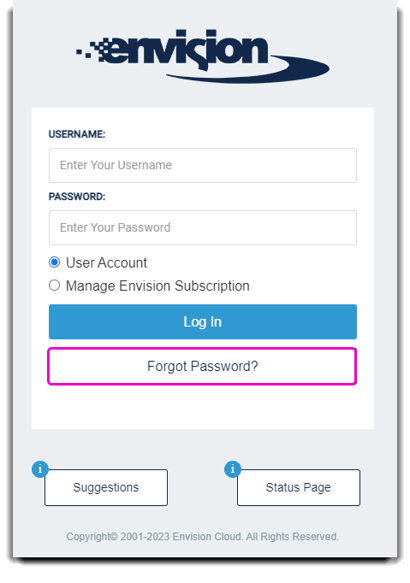 login forgot password