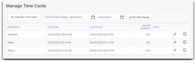 manage time cards
