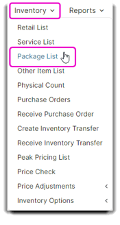 package list dropdown