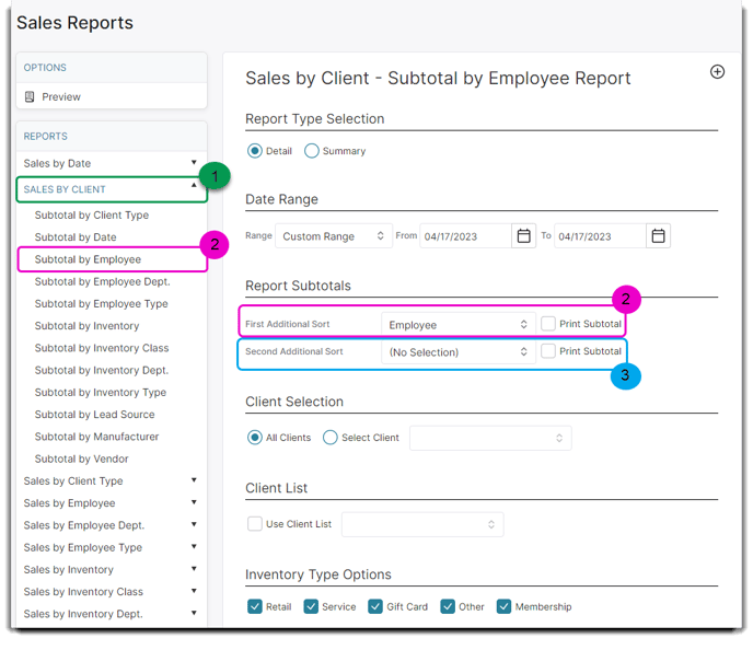 sales reports steps