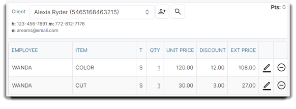 service package on sales register