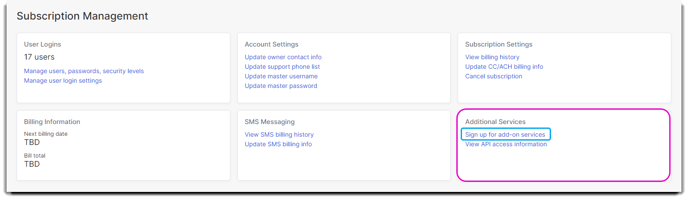 sign up for add on services