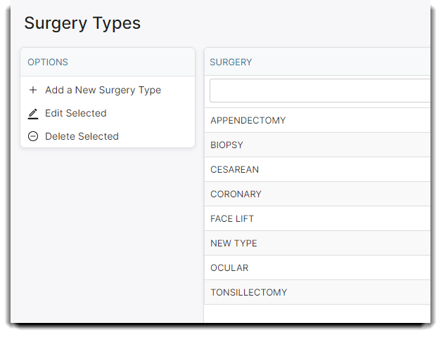 surgery list