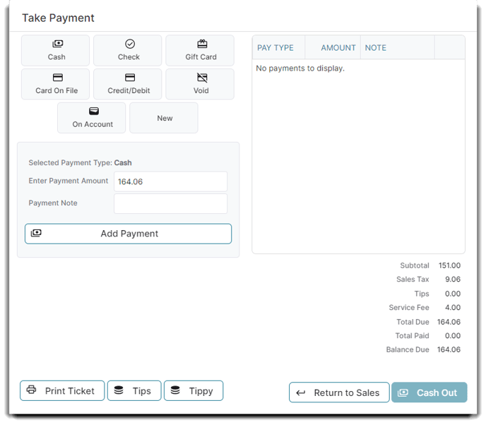 take payment popup