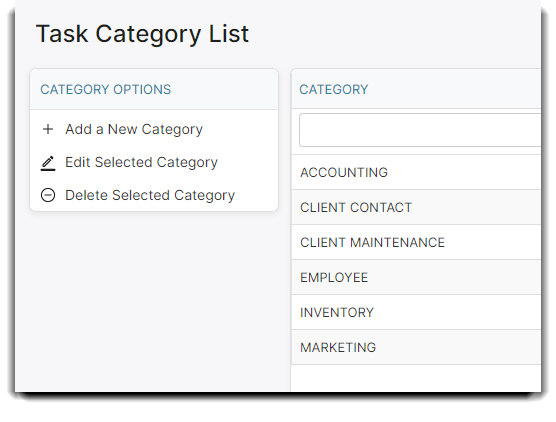 task category list