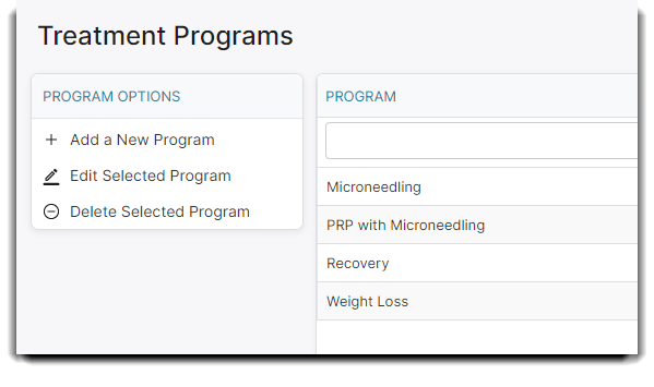 treatment program list