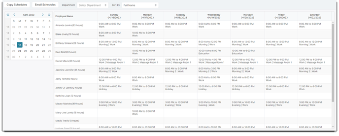 work schedule