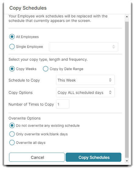 work schedules copy