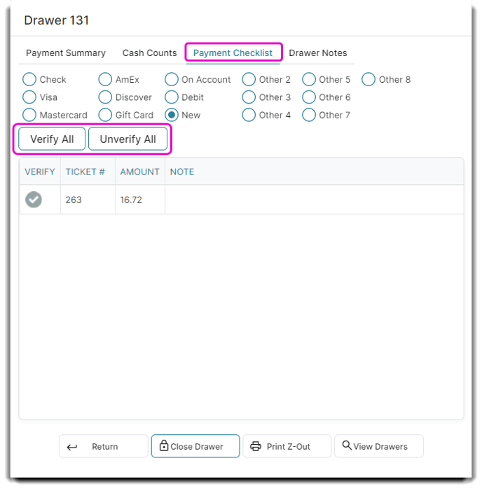 z out payment check list