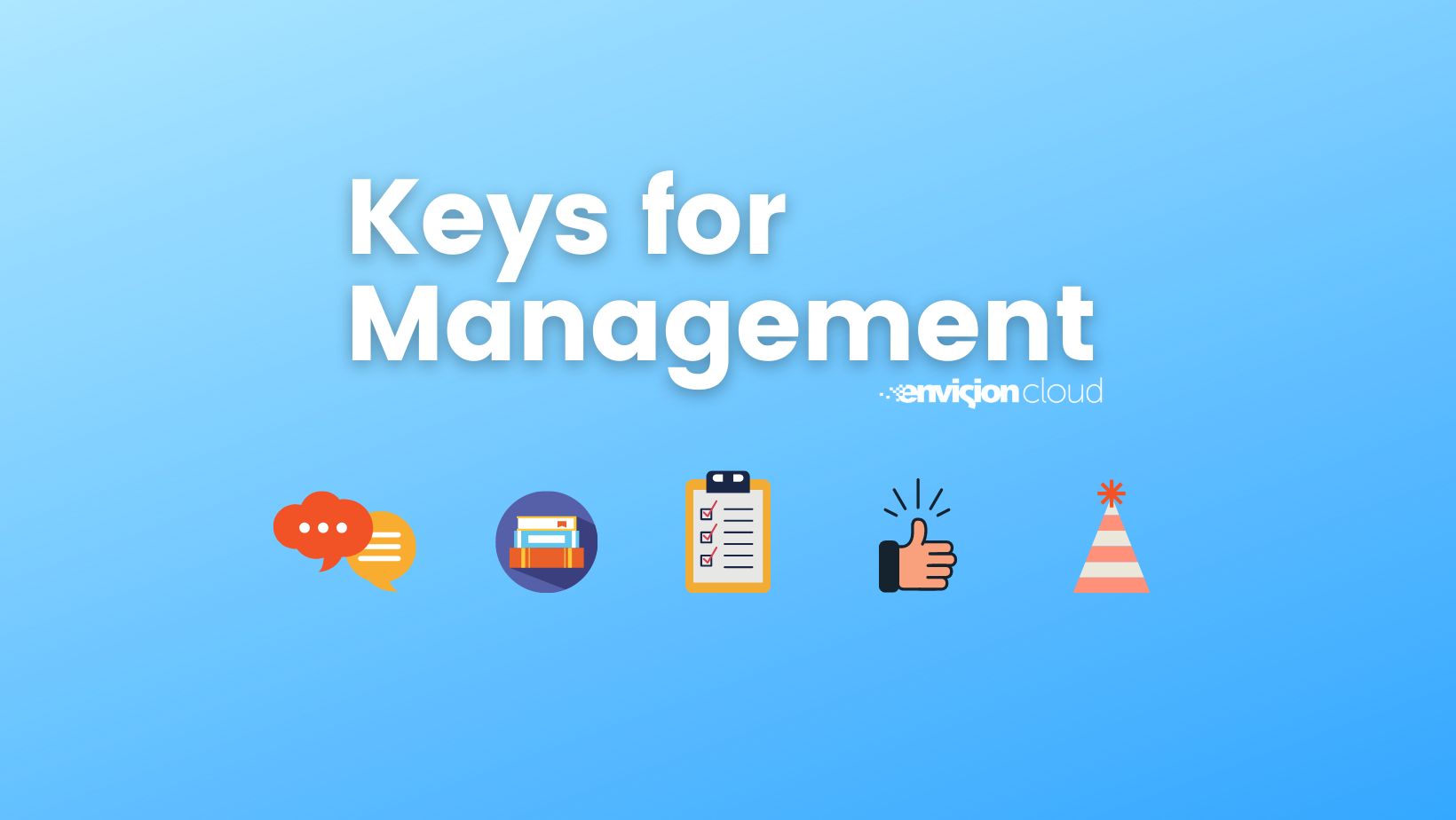 5 key tips for management graphic with emojis